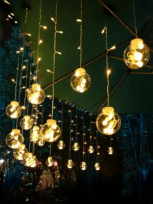 1pc Wish Ball String Lights, USB Powered, Wall-Mountable, Plastic Material, Suitable For Home Gatherings, Parties, Indoor Holiday Decor, Car Decor, Room Decor, Mother's Day Gift - M20-wishing Ball Curtain Lights - View 7