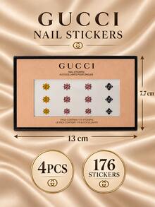 Gucci Nail Stickers, 176 Stickers In 4 Sheets, Size 13*7.7cm, Strong Adhesion, Perfect For DIY Nail Art - Multicolor - View 10