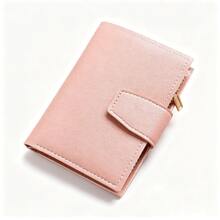 1pc Women Minimalist Short Trifold Wallet, Fashion Small Multi Card Slots Purse With Snap Button & Zipper Coin Pocket - Multicolor - View 7