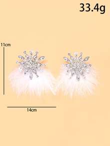 FAAABULS 1pc European And American Exaggerated Pearl Feather Earrings, Fashionable And Elegant Earrings For Women, Suitable For Summer And Commuting, Aesthetic - EH2660 Silver - View 5