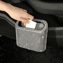 亮面寵物垃圾桶 車用收納盒 垃圾夾 亮鑽內飾配件 正方形按壓式車用垃圾桶 - 均碼 - 查看 4