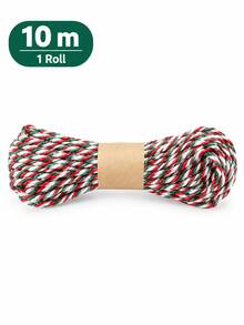 10 Rolls Holiday Ribbon - 2mm Thick Red, Green, White Striped Cord For Christmas Gift Wrapping, DIY Crafts, Hanging Decorations, Sewing And Holiday Party Decor. - Red, White, Green - View 9