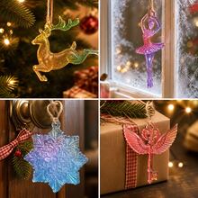 Christmas DIY Silicone Molds 4 Designs - Deer, Snowflake, Ballerina, Wings, Suitable For Wax Melting, Decorative Tags, Keychains - A - View 10