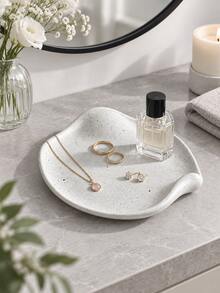 1pc Minimalist Asymmetrical Jewelry Tray With Spotted Finish And Carved Raised Edges, Decorative Storage Dish For Rings, Earrings, Necklaces, Bracelets And Perfume, Fashion Decor For Vanity, Dressing Table Or Bedside Table, Jewelry Organizer, Gift Decor - Multicolor - View 7