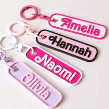 1pc Personalized Name Keychain, Customized Text Water Bottle Charm, Girls Backpack Key Chain, Car Keychain, Cheerleading & School Activity Gift, Party Favor, Birthday Gift, Student Creative Small Gift, Women's Bag Decoration Accessory - Multicolor - View 1