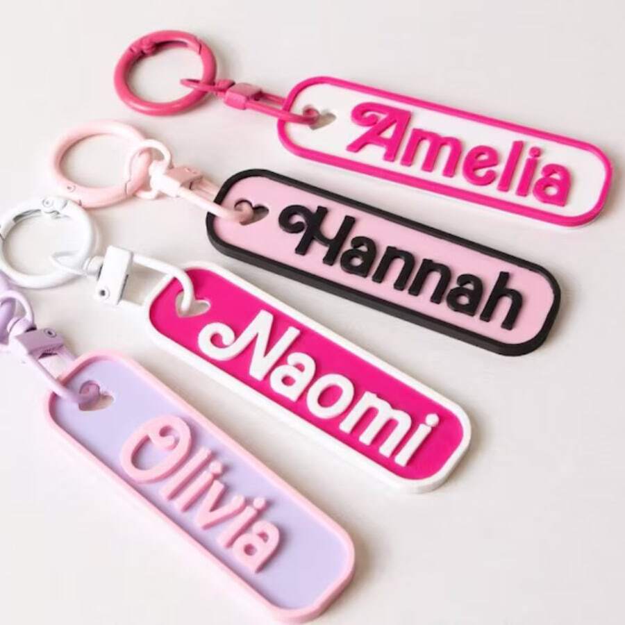 1pc Personalized Name Keychain, Customized Text Water Bottle Charm, Girls Backpack Key Chain, Car Keychain, Cheerleading & School Activity Gift, Party Favor, Birthday Gift, Student Creative Small Gift, Women's Bag Decoration Accessory - Multicolor - View 1
