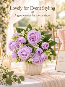 Artificial Flower Bouquet, Realistic Faux Floral Arrangement, Decorative Tabletop Ornament Craft, Suitable For Home Living Room, Dining Table, Wedding Backdrop, Party And Event Scene Decoration, Christmas Stocking Filler Gift - Multicolor - View 3