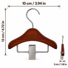 1pc Mini Pet Clothes Rack, 4.72 X 3.94 X 1.18 Inch Wooden Dog Cat Clothing Hanger With Metal Clips, Small Pet Wardrobe Storage Rack, Suitable For Puppy Sweaters, Dresses, Shirts, Coats, Costumes And Boutique Clothing Display - Brown - View 3