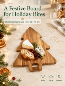 1pc Wooden Cutting Board, Chopping Board, Christmas Tree Tray, Cheese Tray, Christmas Tree Tray, Christmas Holiday Decoration, Christmas Gift. - View 5
