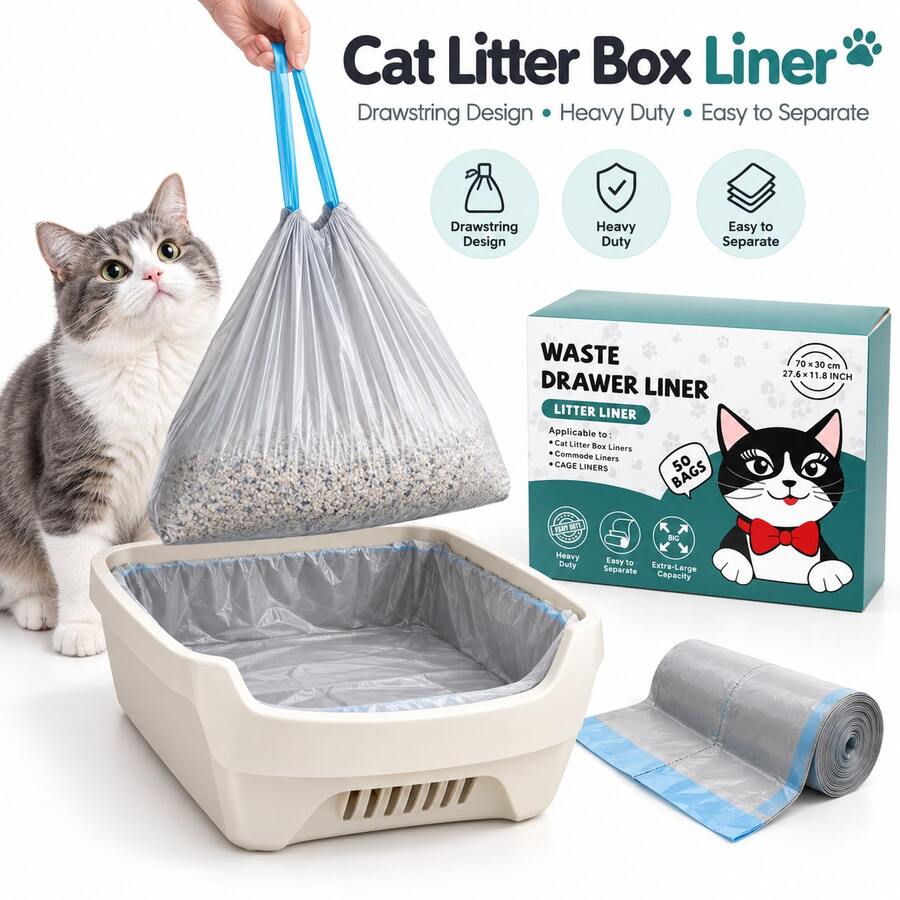 Professional Cat Litter Box Liner Cleaning Bags, Suitable For Multiple Cat Litter Boxes, Self-Cleaning Litter Box.Disposable Pet Waste Cleaning - View 1