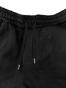 Men's Long Sleeve Drawstring Hoodie And Sweatpants Casual Set - Black - View 8