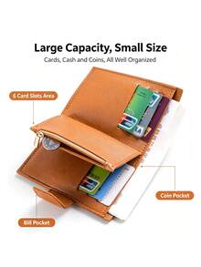 1pc Women Minimalist Short Trifold Wallet, Fashion Small Multi Card Slots Purse With Snap Button & Zipper Coin Pocket - Multicolor - View 2