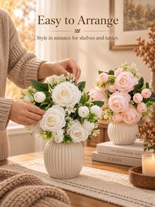 باقة زهور اصطناعية، ترتيب زهور واقعي مزيف، زينة طاولة زخرفية، مناسبة للمنزل وغرفة المعيشة وطاولة الطعام وخلفية الزفاف وديكور الحفلات والمناسبات، هدية حشو جوارب عيد الميلاد - متعدد الألوان - مشاهدة 8