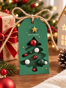48pcs- Holiday Christmas Gift Tags With Jute Rope - Green Background, Perfect For Holiday Packaging Cards, Seasonal Greetings And Festive Decorations, Gift Wrapping Supplies Card - Multicolor - View 8