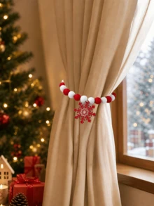1pc Fun Christmas Curtain Tiebacks – Featuring Snowflake And Christmas Tree Patterns; Festive Curtain Decorations And Holders; Ideal For Home Decor And Party Settings To Create A Christmas Atmosphere. - Multicolor - View 4