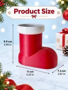 Christmas Boot-Shaped Plastic Pen Holder, Wide Mouth Design, Holiday Desktop Storage Box, Can Hold Pens, Pencils, Brushes, Rulers And Small Items, Office Study Home Workspace Christmas Party Winter Decoration Storage Bucket - Multicolor - View 9