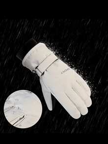 Unisex Thick Fleece Lined Winter Ski Gloves (1 Pair), Waterproof, Windproof, Warm, Non-Slip And Durable, Suitable For Snowboarding, Cycling, Hiking, Motorcycle Riding, Outdoor Sports, Driving, Running, Work, Camping, Hunting, Mountaineering And Daily Winter Wear In Cold Weather. Equipped With Adjustable Wrist Straps And Elastic Knitted Cuffs, Providing Excellent Warmth, Hand Protection And Comfortable Fit In Extreme Cold Conditions. - Multicolor - View 5