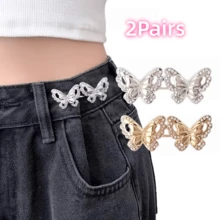 2/3/4Pairs Rhinestone Butterfly Waist Tightener, Loose Jeans Waist Button, Seamless And Tool-Free Jeans Tightener, Adjustable Button, Butterfly Instant Button Pin - Multicolor - View 21