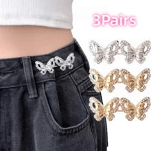 2/3/4Pairs Rhinestone Butterfly Waist Tightener, Loose Jeans Waist Button, Seamless And Tool-Free Jeans Tightener, Adjustable Button, Butterfly Instant Button Pin - Multicolor - View 18