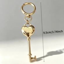 1pc Vintage Heart Key Shape Keychain, Gold & Silver Color Bag Pendant, Couple Small Gift - Multicolor - View 7