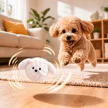 10pcs/1pc Cute Puppy Bouncy Squeaky Pet Ball, Durable Slow-Rebound Interactive Chase Gift For Cats & Small Dogs, No Battery, Halloween & Christmas Pet Gift - Ginger - View 1