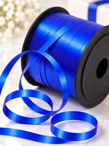 1 Roll Bright Blue Satin Ribbon - Embossed Plastic Ribbon Roll, For Graduation Party Balloon Ties, Wedding Favors, Floral Bouquets, DIY Bows And Scrapbooking Supplies - Blue - View 2