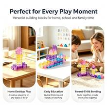 Children's Fun Plastic Building Blocks Toy Set Of 40 Pieces - Transparent Large Particles - Assembly Game - Boys And Girls Gift - Multicolor - View 4