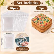 Caja de almacenamiento de joyas vintage pintada a mano con múltiples cajones, organizador de viaje portátil para anillos, collares y diversos accesorios, diseño de compartimentos de estilo retro, artesanía exquisita y textura destacada, ambiente atmosférico, regalo perfecto de cumpleaños y festividades para niñas y mejores amigas - A - Ver 15