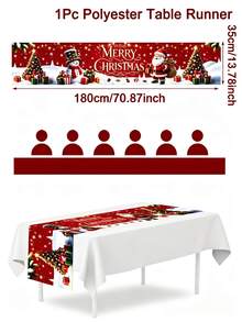 1pc Christmas Polyester Table Runner, Christmas Holiday Winter Party Tablecloth, Festive Home Kitchen Dining Table Cover, 2027 New Year Party Supplies - Multicolor - View 18