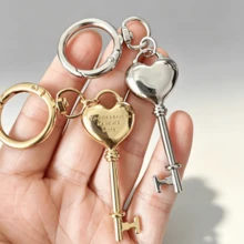 1pc Vintage Heart Key Shape Keychain, Gold & Silver Color Bag Pendant, Couple Small Gift - Multicolor - View 6