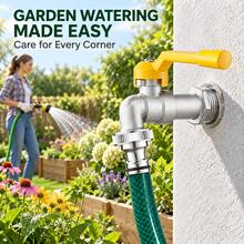 Outdoor Double Outlet Water Tap, 2 Way Garden Faucet With Independent Switch For Yard Watering & Car Washing - Multicolor - View 6