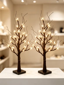 1PC/2pcs 60CM Pearlescent Brown Star Tree Light 24 LED Warm Light Tree Lamp USB And 3 AA Battery Box Dual Power Supply Desktop Atmosphere Night Light Bedroom Party Decoration Ornament Lamp - Warm White - View 12