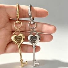 1pc Vintage Heart Key Shape Keychain, Gold & Silver Color Bag Pendant, Couple Small Gift - Multicolor - View 1