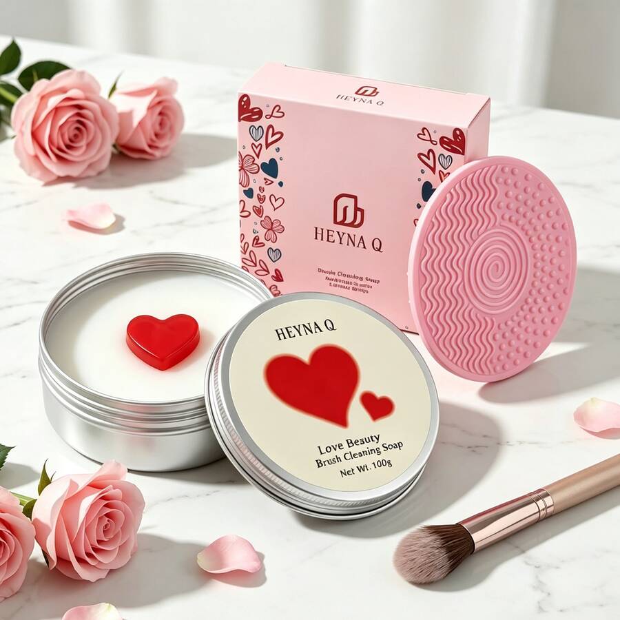 Makeup Brush Cleaning Soap With Silicone Cleaning Pad, Solid Brush Cleaner, Deep Cleaning For Makeup Brushes And Beauty Sponges