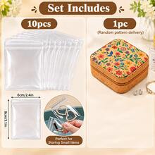 Caja de almacenamiento de joyas vintage pintada a mano con múltiples cajones, organizador de viaje portátil para anillos, collares y diversos accesorios, diseño de compartimentos de estilo retro, artesanía exquisita y textura destacada, ambiente atmosférico, regalo perfecto de cumpleaños y festividades para niñas y mejores amigas - A - Ver 14