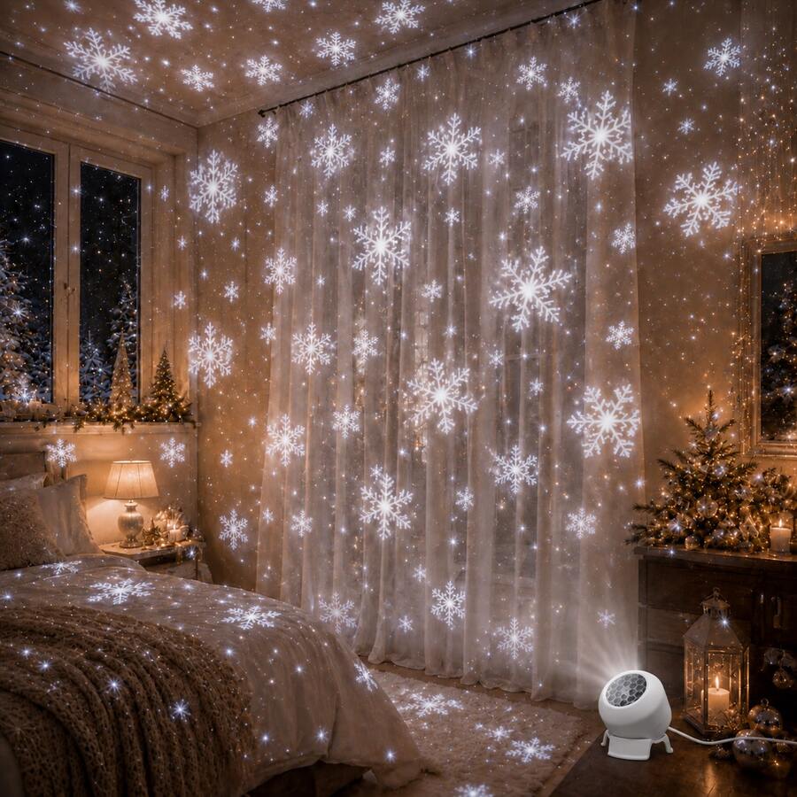 Winter Snowflake Projection Light, Christmas Decoration Gift Lamp, USB Powered, 360° Adjustable Angle. Perfect For Bedroom Party Decoration, Gathering Atmosphere Lighting, Home Decor And Birthday Gift.