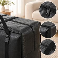 Naturepeak Large Foldable Fabric Storage Bag With Handles, For Quilts, Clothes, Seasonal Items, Waterproof, Dustproof, Portable Home Travel Moving Storage Solution, Extra Large Capacity Zipper Storage Bin Alternative - Black - View 2