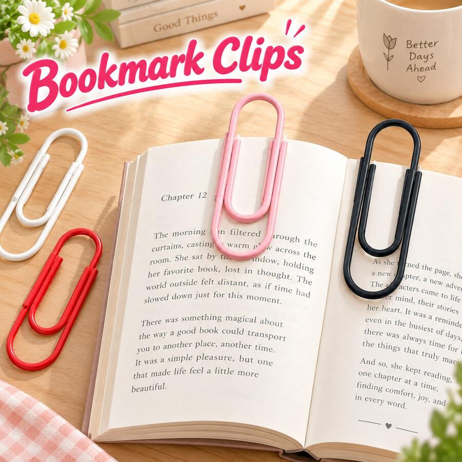 2pcs/4pcs 3D Printed Dopamine Color Bookmarks, Student Paper Clips, Bright Colorful Page Markers For Office And School Supplies - Multicolor - View 1