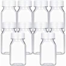10 Pack Small Plastic Bottles With Screw Caps, For Liquids, Juices, Health Drinks - Ginger Shot Bottles - Reusable/Leakproof/Freezable Clear Mini Bottles, Plastic Containers With Lids - Black - View 11
