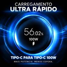 Carregador Ultra Rápido 2 Entradas de 120W Cabo 1M para Mi Turbo Charge Turbo Power Cabo USB + Cabo Tipo C - Entrada do Brasil (220V) - Visão 5