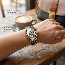 1pc Women's Luminous Design Premium Leopard Print Texture Fashion Versatile Quartz Wristwatch - Mouldless - View 9