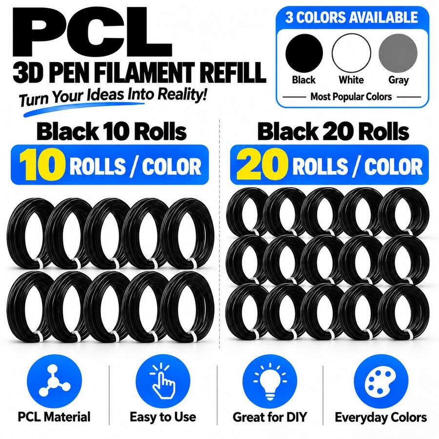 PCL 3D Printing Pen Filament Consumables, Suitable For Low-Temperature Printing, 1.75mm Diameter, Not Easy To Clog The Nozzle, Made Of Corn Starch, Low-Temperature Compare To PLA - View 1