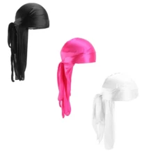 ZTZI Silky Satin Durag Long Tail Doo Rag, Solid Color Pirate Turban Headwrap, Hip Hop Wave Cap Hair Protection Headwear For Men Women - V3pcs4801 - View 19