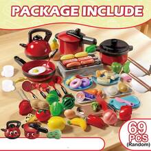 Children's Mini Kitchen Toy Set, Girls Role Play Game, Cooking Utensils, Baby Simulation Fruit And Vegetable Slicing Kitchen Tools, Holiday Birthday Gift, 3+ Years Old Educational Toy - Red - View 16