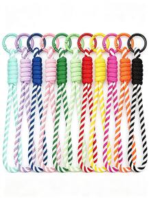 1/12/24/48PCS Striped Bohemian Polyester Fiber (Polyester) New Colorful Phone Lanyard, Handmade Braided Rope DIY Phone Case, Keychain, Water Bottle, Detachable Anti-Loss Rope - Lanyard - View 2