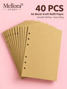 40 Sheets 6-Hole Loose Leaf Refill Paper, Colorful Loose Leaf Binder Inner Pages, Lined/Grid/Blank Planner Refill Pages, Suitable For 6-Ring Notebooks - Multiple Styles - View 7