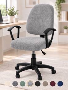 2pcs/Set Solid Color Jacquard Office Chair Covers Stretch All Seasons Split Chair Seat Slipcover With Backrest Cover For Office Study Room - Multicolor - View 12