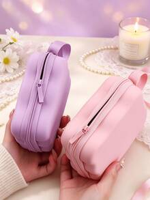 Cute Bow Decor Portable Storage Case With Wrist Strap, Multi-Purpose Soft Silicone Shell Mini Organizer Bag, Can Store Jewelry, Cosmetics, Coins, Sanitary Pads, Charging Cables And Hair Accessories - Multicolor - View 8