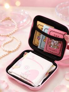 Cute Bow Decor Portable Storage Case With Wrist Strap, Multi-Purpose Soft Silicone Shell Mini Organizer Bag, Can Store Jewelry, Cosmetics, Coins, Sanitary Pads, Charging Cables And Hair Accessories - Multicolor - View 5