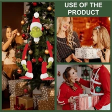 The Grinch The Christmas Tree Decoration Set, Funny Green Monster Head Arms Legs Xmas Tree Ornament, Holiday Home Party Decor Random Shipment Of Figure 2 And Figure 3 - A - View 5